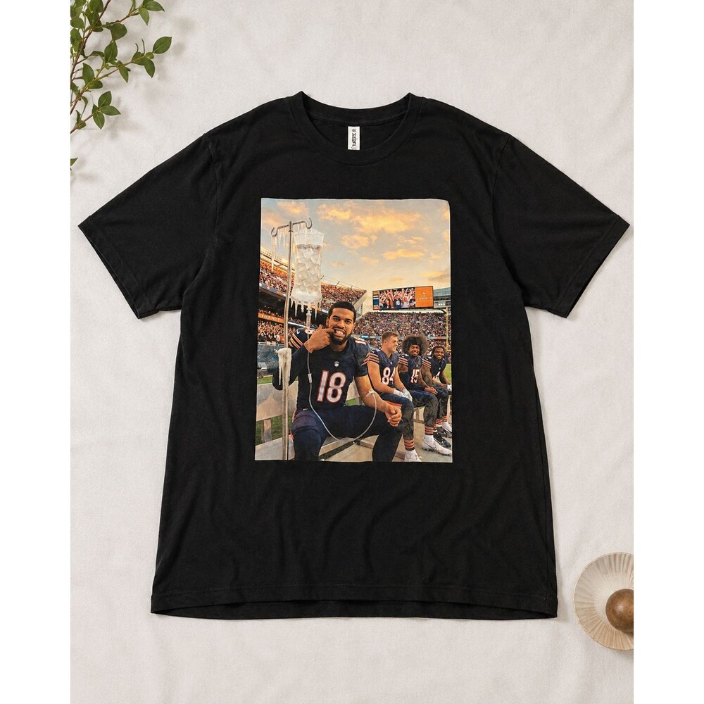 Caleb Williams Chicago Bears #18 Sideline Photo Graphic Tee Tultex 202 L Black